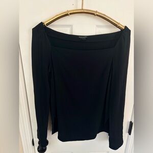 Club Monaco Black Square Neck Crepe Top